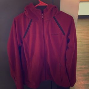 Red fleece Columbia zip up hoodie
